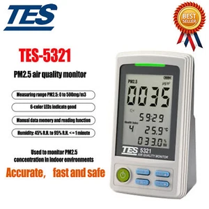 TES-5321 PM2.5 Air Quality Monitor PM2.5 : 0 to 500mg/m3 New✦Kd - Picture 1 of 5