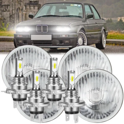 4x 5.75" 5-3/4" Round LED Headlight High-Low Beam Fit For BMW 325i 528i 535i E30 - Image 1 of 4