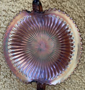 Northwood Carnival Bonbonschale mit Glasgriff gestippt Strahlen Amethyst Vintage - Bild 1 von 3