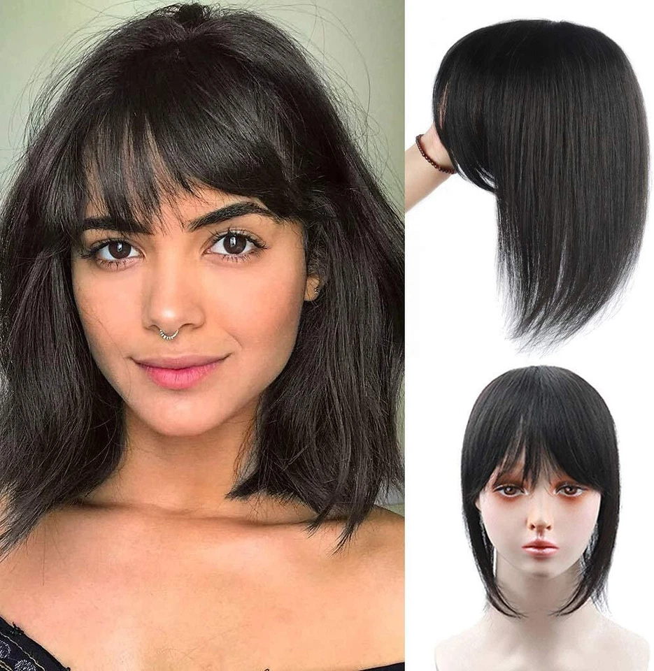 US-100% Real Cabello Humano Topper Toupee Clip Peluca para Mujer Foto 1 de 4
