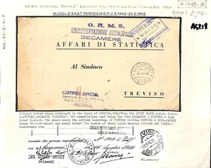Eritrea BOIC OHMS ADMINISTRAZIONE DECAMERE Gütesiegel 1946 Brief * TREVISO Italien AG218 - Bild 1 von 3