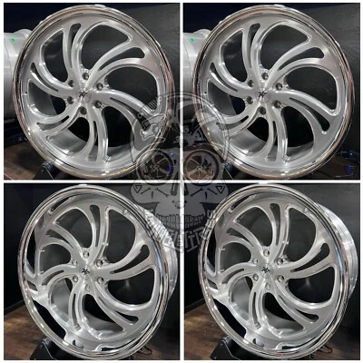 4-Infamous Racing Wheels DRIP Brush face/ Chrome Lip 6x5.5/6x139.7 24x9 & 24x11 - Image 1 of 4