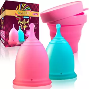 Talisi Reusable Feminine Menstrual Cup Set Large Small Silicone Sterilizer Copa - Picture 1 of 10