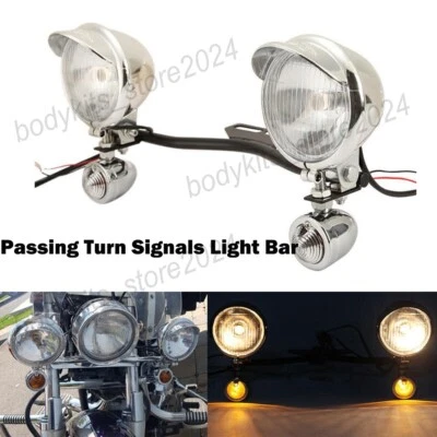 Barra de luzes de seta de passagem cromada para Yamaha Vstar V Star XVS 1100 Silverado - Imagem 1 de 4