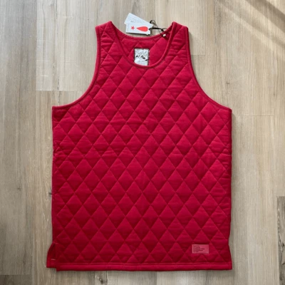 Play Cloths Quilted Padded Red Chili Pepper Tank Vest Men’s Size Medium NWT New - Image 1 of 4