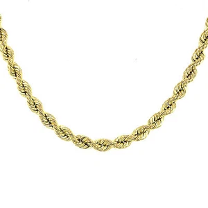 14K Hollow Rope Yellow Gold Chain - Picture 1 of 1