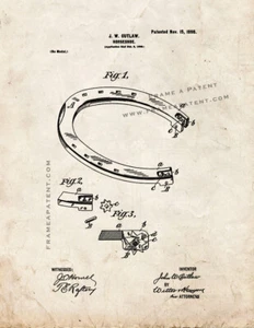 Horseshoe Patent Print Old Look - Foto 1 di 3