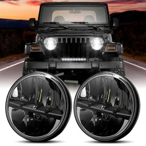 DOT Pair 7'' Round LED Headlights H4 High/Low Beam For Jeep Wrangler CJ JK TJ LJ - Bild 1 von 13