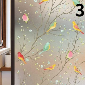 1X  Waterproof Glass Film Electrostatic Stickers Household Fig Leaf Bird Pattern - Picture 1 of 13