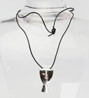 Fun vintage sterling silver modern mask face necklace on leather cord