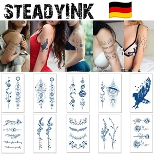 10 Hojas Tatuajes Temporales Pegatinas Tatuajes Adhesivos - Dura 2 semanas - SteadyINK - Imagen 1 de 15