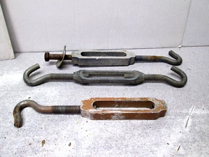 3pcs VINTAGE 4" BARREL ALUMINUM TURNBUCKLES W/ STEEL HOOKS - Picture 1 of 2