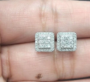 DEAL! 0.50CT NATURAL ROUND DIAMOND CLUSTER STUD EARRING IN 10K GOLD 7.5MM - Picture 1 of 9