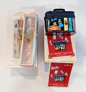 Lot 2 Hallmark Keepsake Ornament Barbie Teen Age Fashion Model & 1961 Travel Pal - Picture 1 of 16