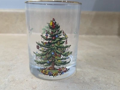 Spode Porcelain Christmas Tree 4 Old Fashioned Glasses Mint in Box - Image 1 of 4