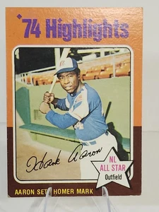 1975 Topps #1 Hank Aaron '74 Highlights Atlanta Braves - Picture 1 of 2
