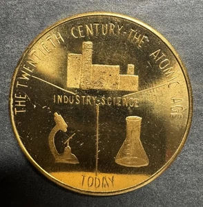 The Twentieth 20th Century The Atomic Age Today And Tomorrow Medal Token Hand - Picture 1 of 2