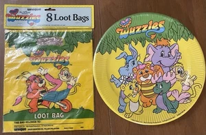 NEW VTG 1985 Wuzzles Loot Bags & Plates 8 Count Birthday Disney Hasbro Nostalgia - Picture 1 of 12