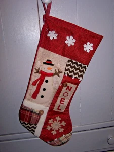 Dan Dee Christmas Stocking Fabric Appliquéd snowman NOEL SNOWFLAKES- NICE - Picture 1 of 3