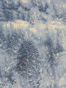 Winter Forest On Blue Cotton Fabric (Moda, " Blizzard Blues") - Picture 1 of 6