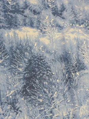 Winter Forest On Blue Cotton Fabric (Moda, " Blizzard Blues") - Image 1 of 4