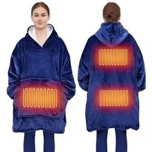 Sudadera con capucha manta térmica portátil, 3 ajustes de calor USB de gran tamaño con capucha térmica B... - Imagen 1 de 7