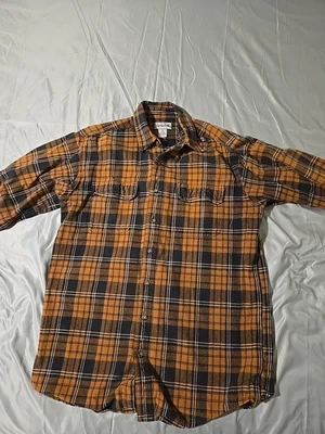 Carhartt Flannel Shirt Men Tall Large LT Brown Plaid Button Down Outdoor Work - Image 1 of 4
