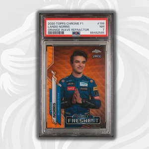 PSA 7 /25 Lando Norris #199 Orange Wave Refractor 2020 Topps Chrome F1 - Rookie - Picture 1 of 7