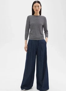 Pantalón plisado de pierna ancha THEORY en jeans de mezclilla 24 índigo drapeado, 32, precio de venta sugerido por el fabricante 295 $ - Imagen 1 de 4