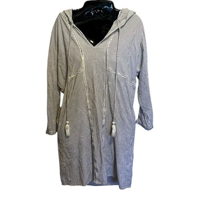 Túnica Solito Algodón Rayas Playa Natación Encubrimiento Bolsillos con Capucha Ropa de Resort M Foto 1 de 4