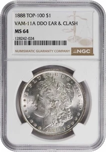 1888 VAM 11A Morgan Silver Dollar Ear & Clash MS64 NGC - Picture 1 of 2