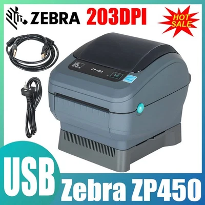 Zebra ZP450 203DPI Desktop Direct Thermal Shipping Label Printer With USB & PSU - Image 1 of 4