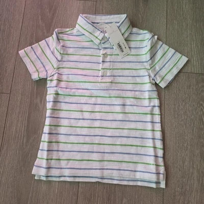 Janie And Jack Boys The Striped Slub Polo 2T Green stripe - Image 1 of 2