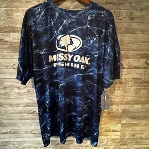 Mossy Oak Blue Camo Fishing Shirt Men’s XL. Short Sleeve 32” Long NWT - Picture 1 of 7