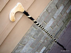 SPIRAL APPLE CANE black w/Hemlock handle accented limb stubs 250lbs~useful gift - Picture 1 of 12