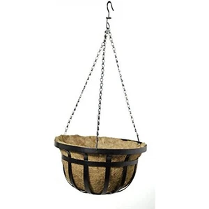 Panacea Products Flat Iron Series 14-Inch Hanging Basket, Black - Picture 1 of 2
