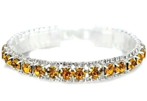 Womens 10mm Silver Crystal Rhinestone Tennis Bracelet Bride Prom Bangle Gift UK - Picture 1 of 23