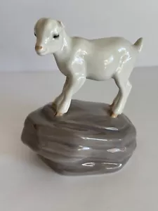 Royal Copenhagen Kid Goat on Stone Lamb on Rock Porcelain Figurine #4760 Damaged - Picture 1 of 7