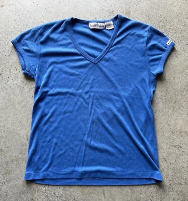 Vintage Diane Von Furstenberg Blue Polycotton V-Neck Short Sleeve Top Size L - Image 1 of 4