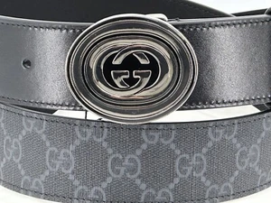 Neu Luxury Original GUCCI Herren Gürtel GG-Große-105 cm / schwarz-699453 - Picture 1 of 8
