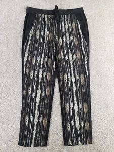 Kenneth Cole Womens Brody Pants Large Beige Black Geometric Drawstring NWOT - Picture 1 of 12