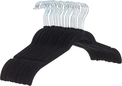 Amazon Basics Slim, Velvet, Non-Slip Shirt Clothes Hangers, Pack of 30, Black  - Image 1 of 4