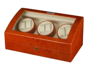 Diplomat Estate Burlwood 6 Six Watch Winder Wood Display Storage Case Box NEW - Picture 1 of 3