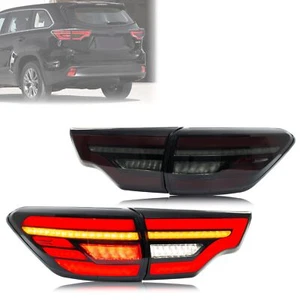 LED Tail Lights for Toyota Highlander 2014-2019 SE LE Black Rear Lamps Assembly - Picture 1 of 5