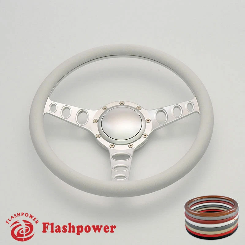 14" Billet Steering Wheel White Half Wrap Chevrolet Monte Carlo Camaro w/ Horn - Image 1 of 4