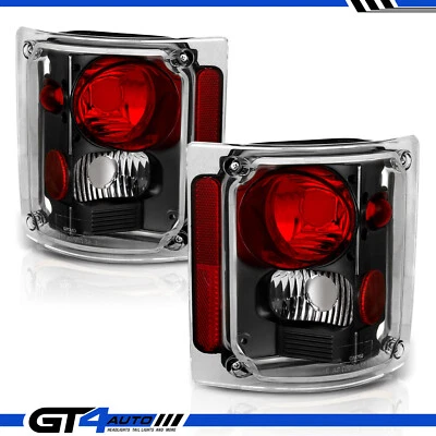 Black Clear Tail Lights Pair for 1973-1991 Chevy GM Blazer Suburban Pickup Truck - Image 1 of 4