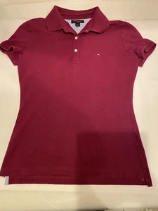 Tommy Hilfiger Women's Sz S Maroon 3 Button Golf Polo Shirt - Picture 1 of 9