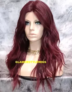 LACE FRONT FULL WIG LONG LAYERED WAVY BLACK BURGUNDY MIX HEAT OK NWT - Picture 1 of 7