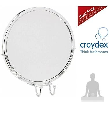 CROYDEX ANTI-FOG ACRYLIC MIRROR & RAZOR HOLDER STICK 'N' LOCK BATHROOM MIRROR