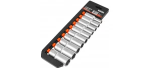 Socket Set Long Cap 1/2 Drive 10-24mm 10 Piece Metric Nut Wrenches - Picture 1 of 7
